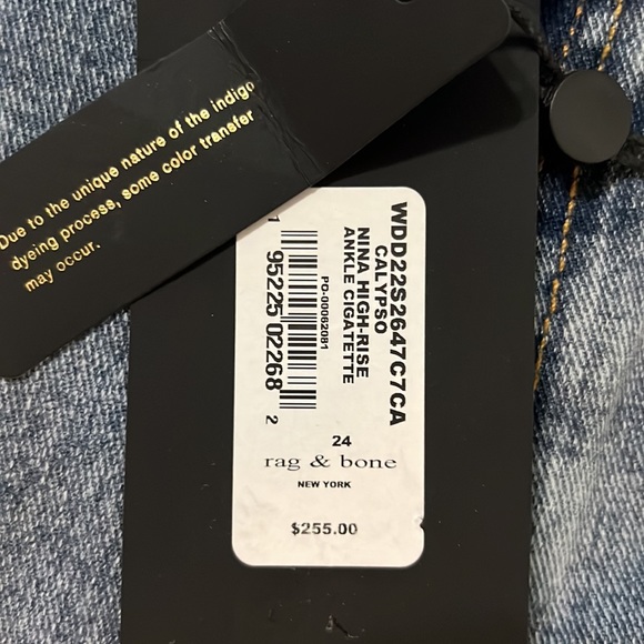 47. rag & bone Nina High-Rise Ankle Cigarette Jeans in Calypso, Size 24 - Picture 15 of 17